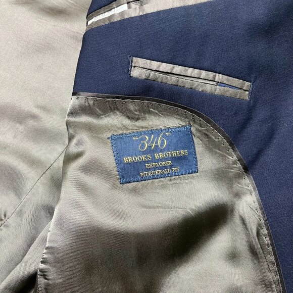 346 Brooks Brothers Mens Blue Explorer Fitzgerald Fit Sport Coat Blazer Size 42R - Picture 6 of 13